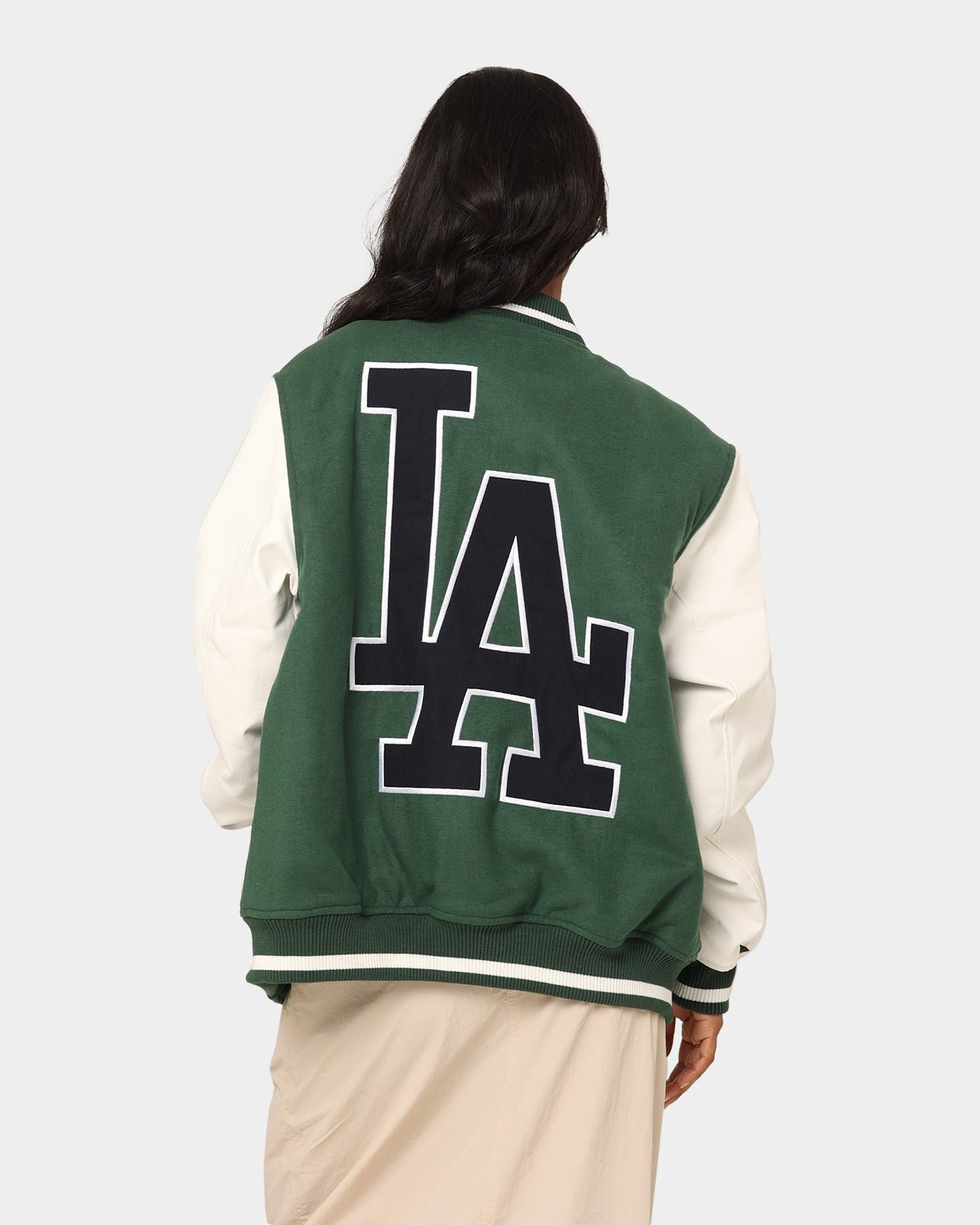 Los Angeles Dodgers Team Wordmark Melton/PU Leather Jacket