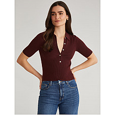 Ginny Short Sleeve Johnny Collar Top 