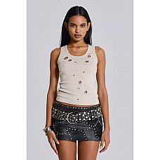 Eye Contact Vest Top With Eyelets