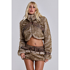 Raven Faux Fur & Leather Crop Jacket