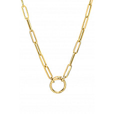 14k Gold Large Paper Clip Chain with Snake Enhancer Necklace