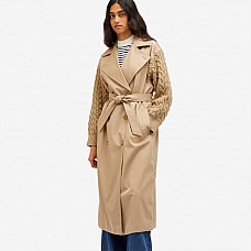 Trench Coat with Knitted Sleeves