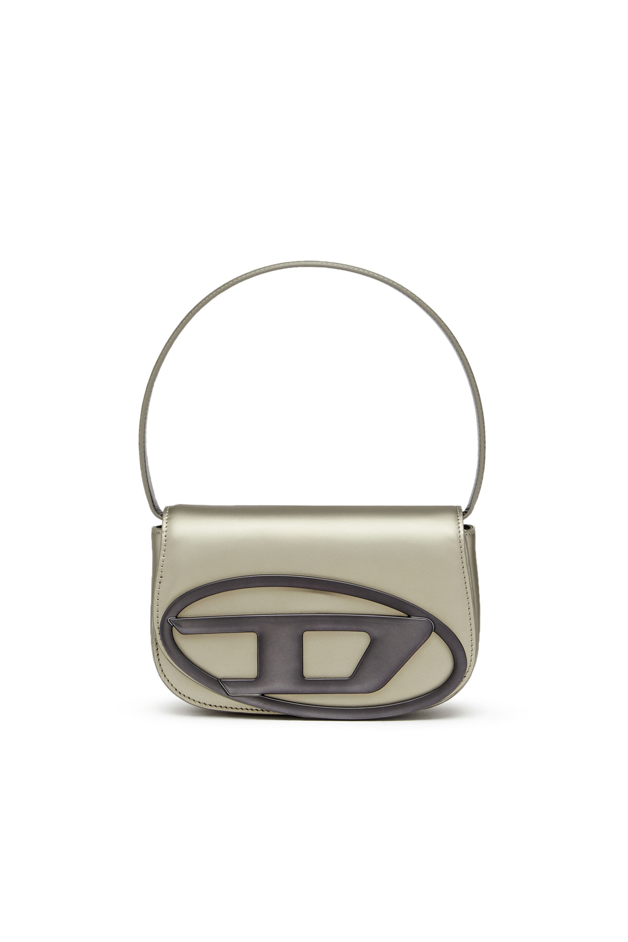 1DR - Iconic shoulder bag in metallic leather grey