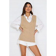 By The Fire Knitted Vest Toffee