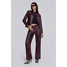 Oxblood Faux Leather Pants