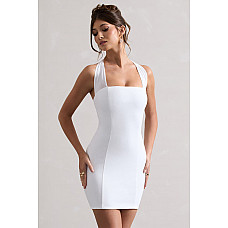 4th Of July Soul White Bodycon Halterneck Mini Dress 