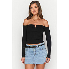 Anabel Black Long Sleeve Top