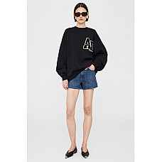 ANINE BING Miles Oversized Sweatshirt Letterman in Black