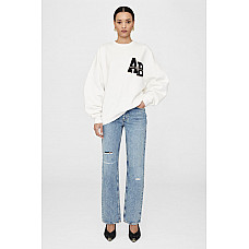 ANINE BING Miles Oversized Sweatshirt Letterman in White