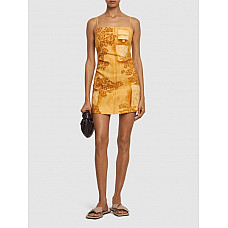 Acne Studios Printed Linen Blend Cargo Mini Dress