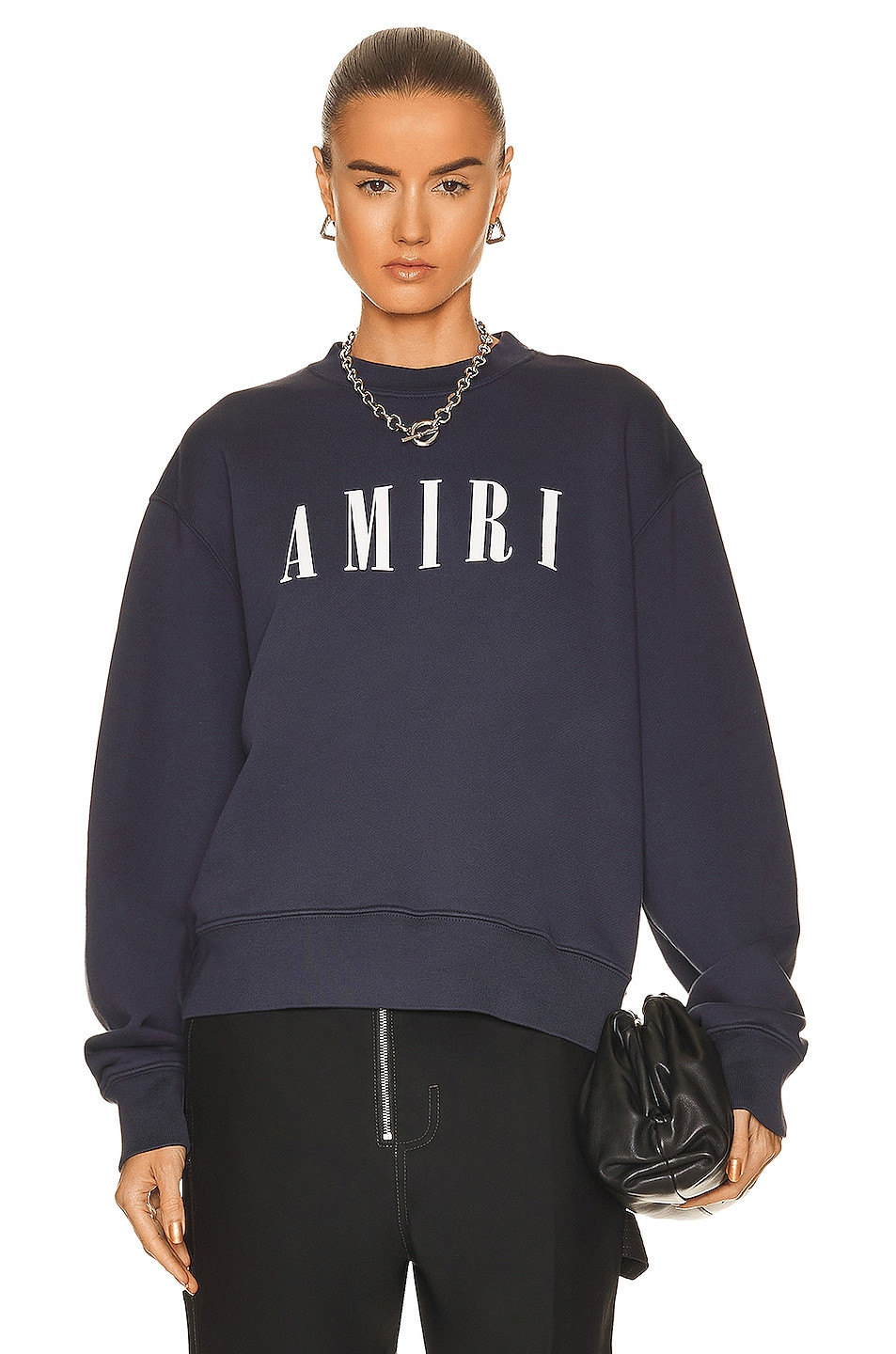 Amiri Logo Crew Sweatshirt in Navy