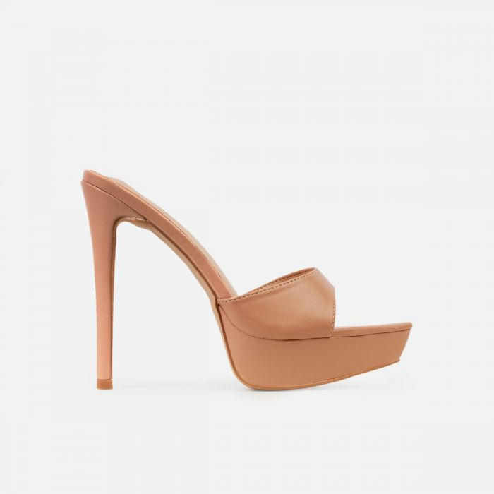 Asia Nude Platform Pointed Stiletto Mules 