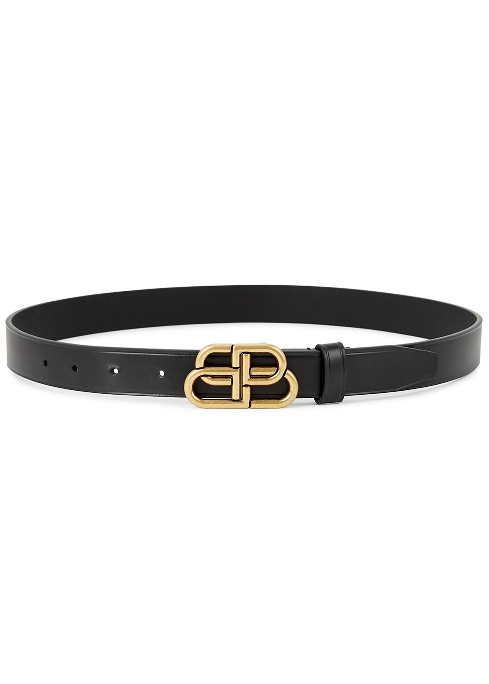 Balenciaga BB black leather belt