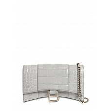 Balenciaga Hourglass Embossed Leather Chain Wallet