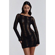 Black Umbra Shredded Mini Dress