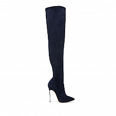 Blade over the knee boots in navy blue