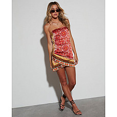 Bohemian Rose Strapless Mini Dress