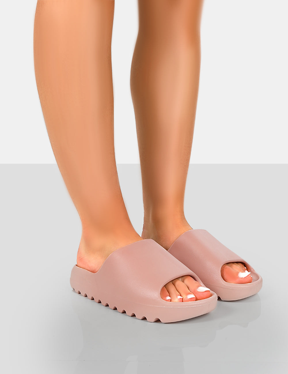 Brady Baby Pink Rubber Flat Slider Sandals 
