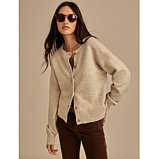 Cloudsoft Crew Neck Cardigan Oatmeal