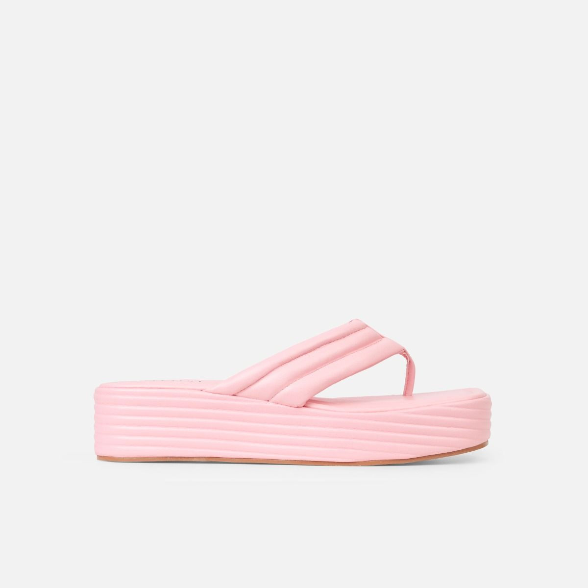 Calliope Pink Padded Toe Thong Flatforms 