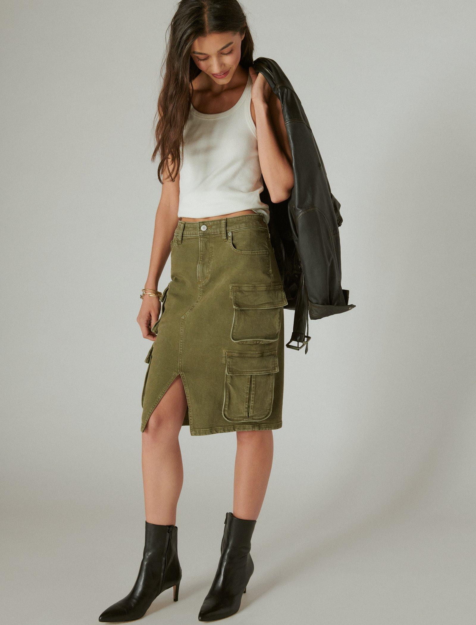 Cargo Skirt in Dark Olive