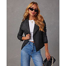 Slick Chick Coated Faux Leather Moto Jacket