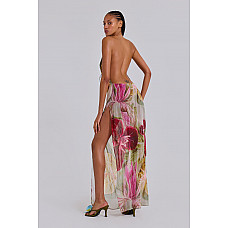 Dahlia Hand-Beaded Backless Chiffon Maxi Dress