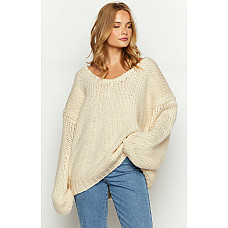 Delvey Cream Chunky Knit Sweater