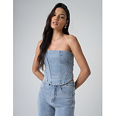 Diamante Denim Corset Blue 