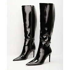 Violetta Patent Leather Heeled Knee High Boots