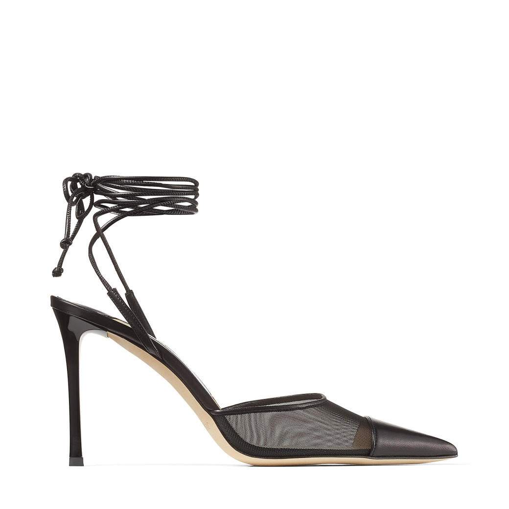 Farley 95 Black Nappa Leather and Mesh Pumps