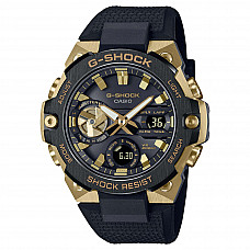 G-Shock G-Steel Watch Black Dial with Gold Accents Black Strap