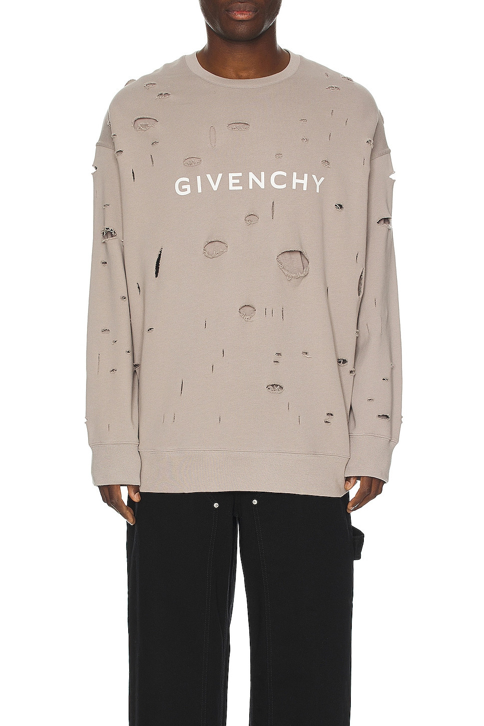 Givenchy Oversized Hole Sweater in Taupe