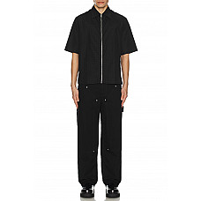 Givenchy Short Sleeve Boxy Fit Zipped Shirt in Black