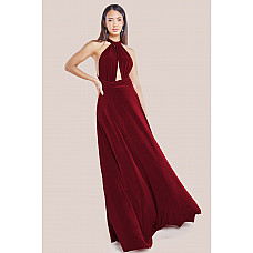 Goddiva Multiway Tie-Up Maxi Dress - Berry