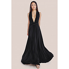 Goddiva Multiway Tie-Up Maxi Dress - Black