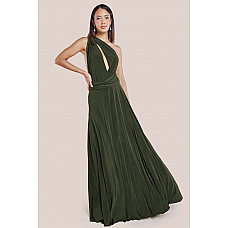 Goddiva Multiway Tie-Up Maxi Dress - Olive