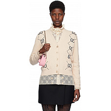 Gucci Beige Intarsia Cardigan