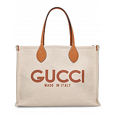 Gucci Canvas Tote Bag W/ Gucci Print