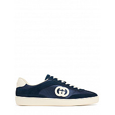 Gucci G74 Gg Suede & Fabric Sneakers in navy blue