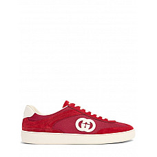 Gucci G74 Gg Suede & Fabric Sneakers in red