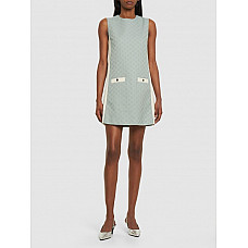 Gucci Gg Cotton Blend Canvas Sleeveless Dress