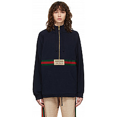 Gucci Navy Vintage Gucci Logo Hoodie