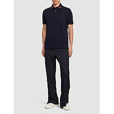 Gucci Stretch Cotton Piquet Polo Shirt in Navy