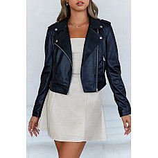 HELLO MOLLY Valley Escape Faux Leather Jacket Black