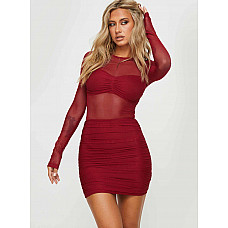 Hapstall Long Sleeve Mini Dress Burgundy