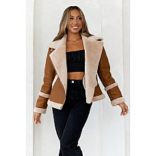 Hello Molly Hot Cocoa Faux Leather Jacket Brown