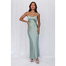 Hello Molly The Samara Satin Maxi Dress Sage