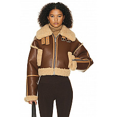 Helsa Cropped Faux Shearling Jacket