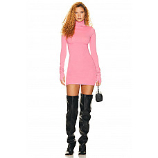 Helsa Jersey Long Sleeve Turtleneck Mini Dress in Pink